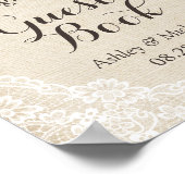Signe du livre d'or Mariage Rustique Toile Lace Fl (Coin)