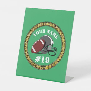 Signe du piédestal Football - Ajouter Nom et numér