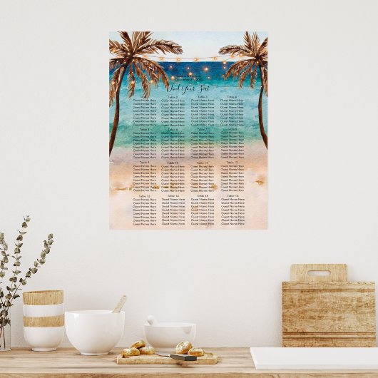 signe du tableau des sièges du mariage tropical (Cuisine)