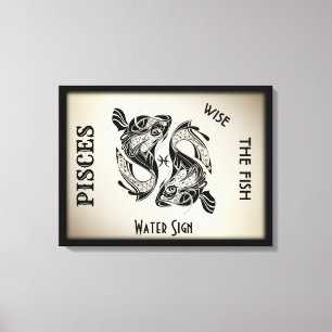 Signe du zodiaque Poissons et symbole sur toile
