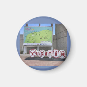 Signe et carte du Yucatan, Mexique Magnet