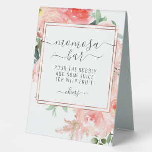 Signe floral en corail pêche pour Baby Shower Momo