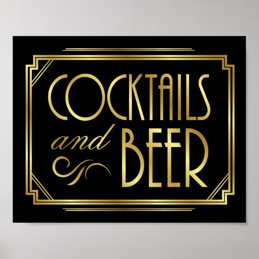 Signe Gatsby Art Déco COCKTAILS et BIÈRE Imprimer (Devant)