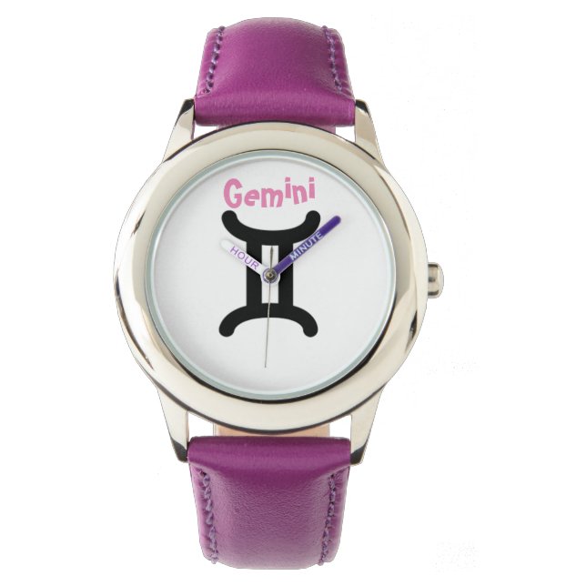 Signe Gemini du Zodiaque. Montres Enfants. (devant)