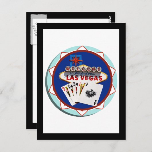 Signe Las Vegas & Cartes Poker Chip (Devant / Derrière)