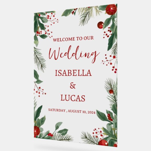 SIGNE Mariage acrylique rustique de Noël d'hiver (Angle)