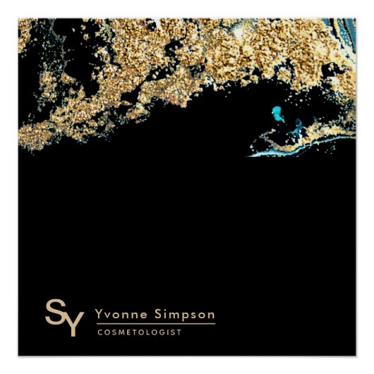 SIGNE POSTER Personnalisé Turquoise Gold Black Mod (Devant)