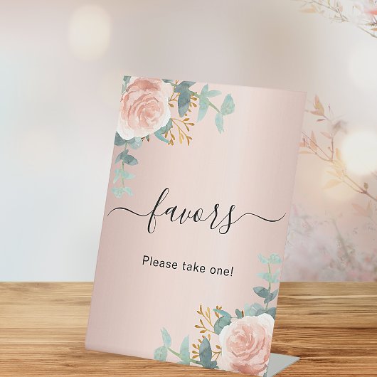 signe rose or blush floral eucalyptus faveurs