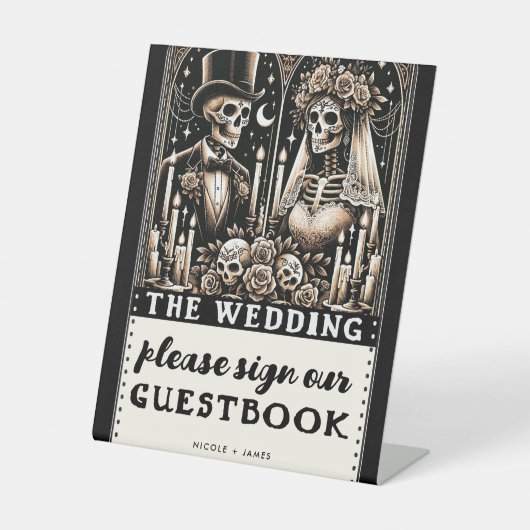 Signe Tarot Skeletons Mariée Groom Mariage Guestbo (Recto)