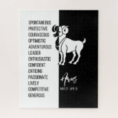 Signe Zodiac Aries, Puzzle noir et blanc (Vertical)