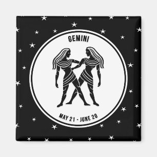 Signe Zodiac Gemini, Magnet noir et blanc