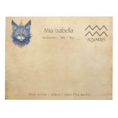 SIGNE Zodiaque Aquarius + Bloc-notes pour chat cél (Devant)