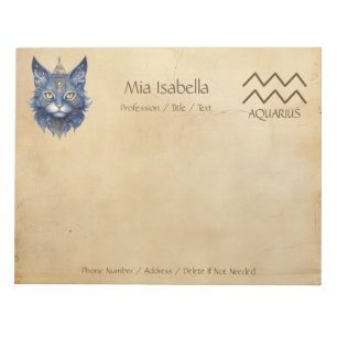 SIGNE Zodiaque Aquarius + Bloc-notes pour chat cél