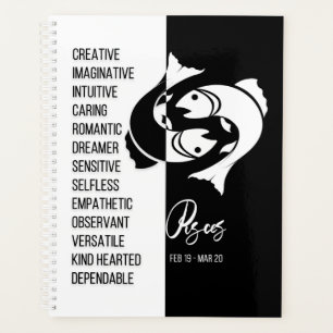 Signe zodiaque Pisces, noir et blanc