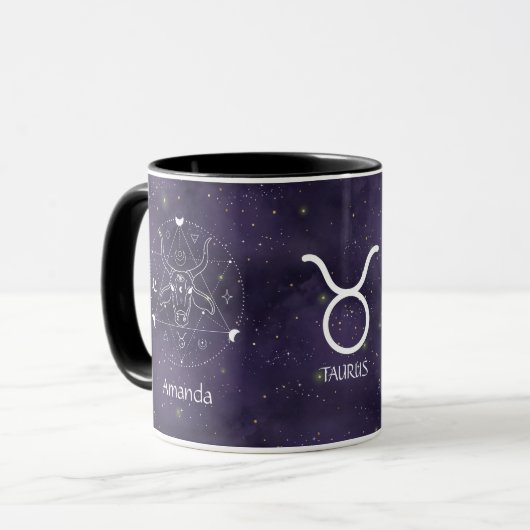 SIGNE Zodiaque Taurus Aquarelle Mug personnalisabl (Devant gauche)