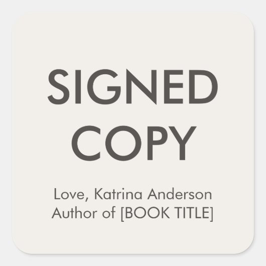Signed Copy Book Author Authograph Indie Vierkante Sticker (Voorkant)