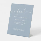 Signeerscript Stofblauw Voedselmenu Reclamebord Met Voetstuk (Voorkant)