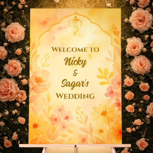 Signes acryliques de bienvenue du Mariage indien h