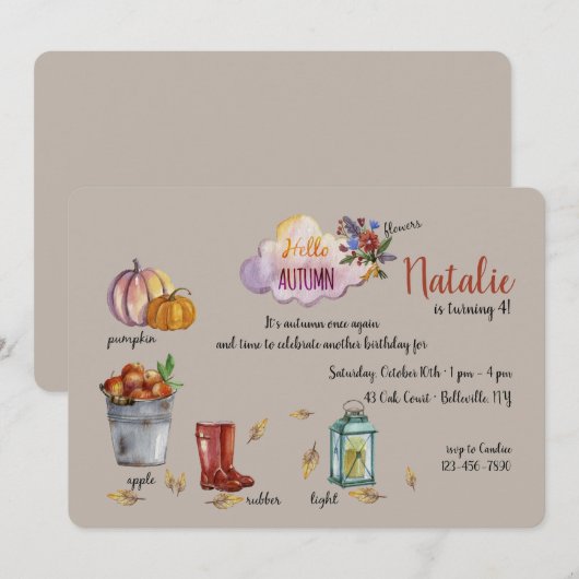 Signes d'automne Invitation (Devant / Derrière)
