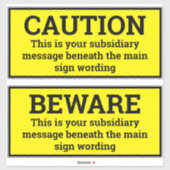 Signes d'avertissement - Deux autocollants de sign (Feuille)