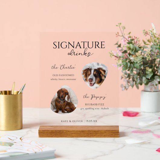 Signes de boisson de signature personnalisés avec  (Mariage)