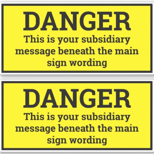 Signes de danger - Deux autocollants de signes noi (Devant)