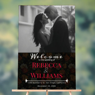 Signes de Mariage rustique à fleurs Roses luxueuse