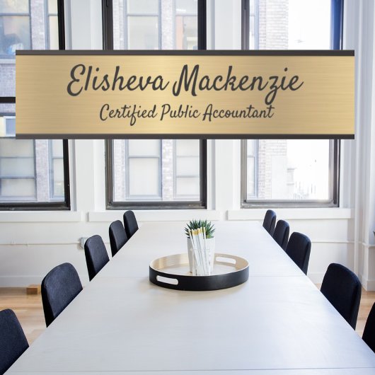 Signes de porte de bureau Faux Gold Nom Plaque CPA