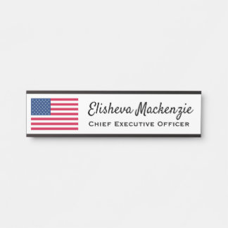 Signes de porte Nom du bureau Plaque American Flag
