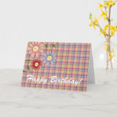 Signes De Printemps Floral Plaid Bonne Carte Anniv (Fleur jaune)