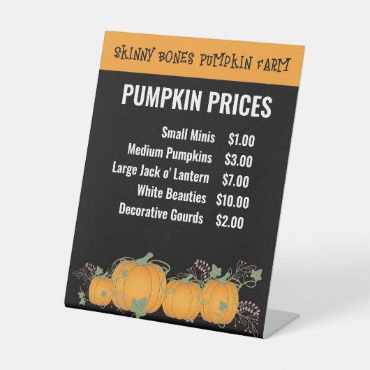 Signes de prix pour le correctif Citrouille (Recto)