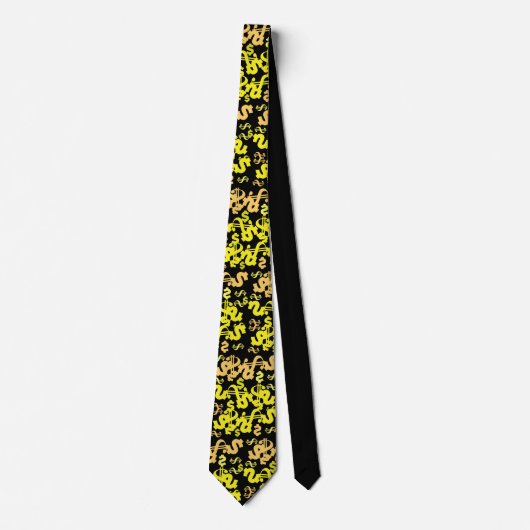 Signes Dollar Jaune Funky Cravate Motif (Devant)