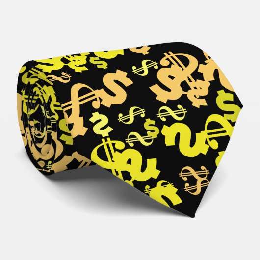 Signes Dollar Jaune Funky Cravate Motif (Roulé)