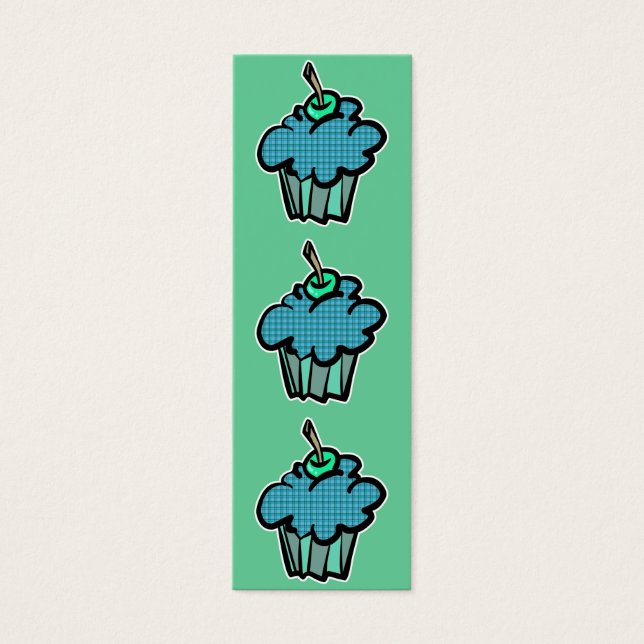 signet de cupcake bleu tartan plaid (Devant)