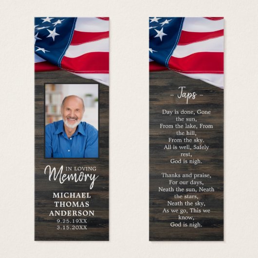 Signet de prière commémorative American US (Devant & derrière)