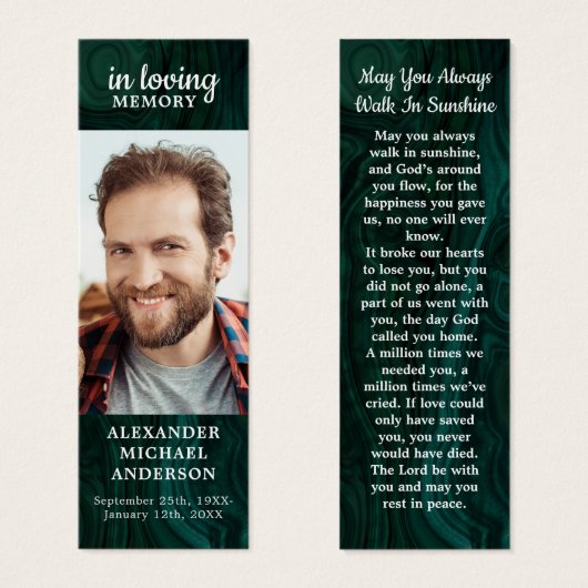 Signet de prière funéraire émérite vert (Devant & derrière)