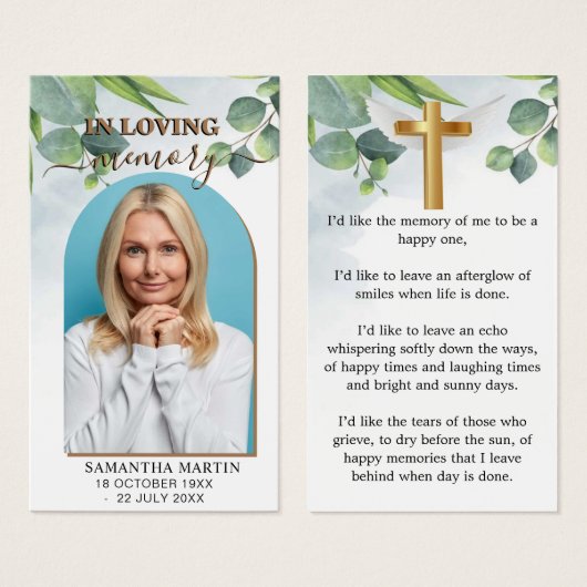 Signet funéraire commémoratif minimal botanique (Devant & derrière)