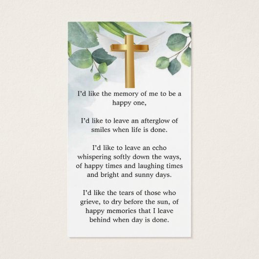 Signet funéraire commémoratif minimal botanique (Dos)