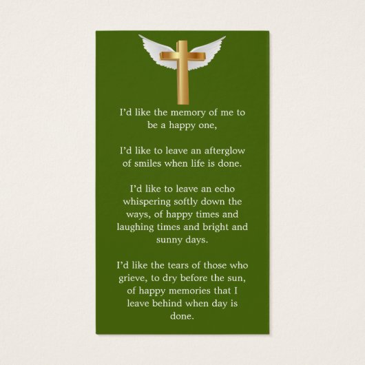 Signet funéraire commémoratif minimal de verdure (Dos)