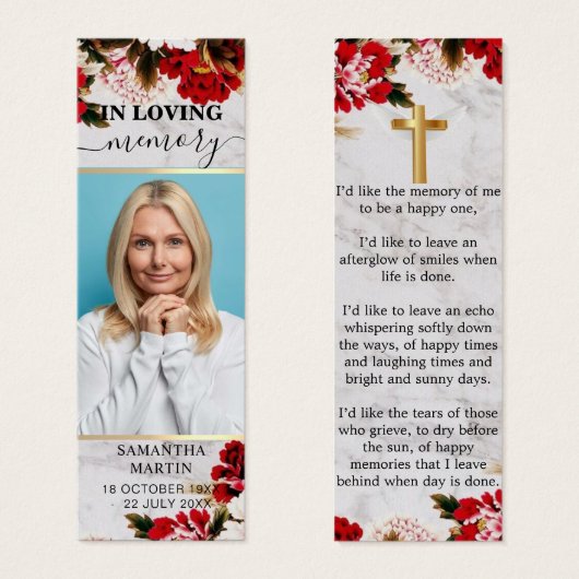 Signet funéraire moderne Chic Floral (Devant & derrière)