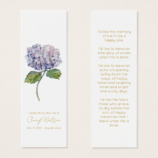 Signet funéraire simple hydrangea (Devant & derrière)