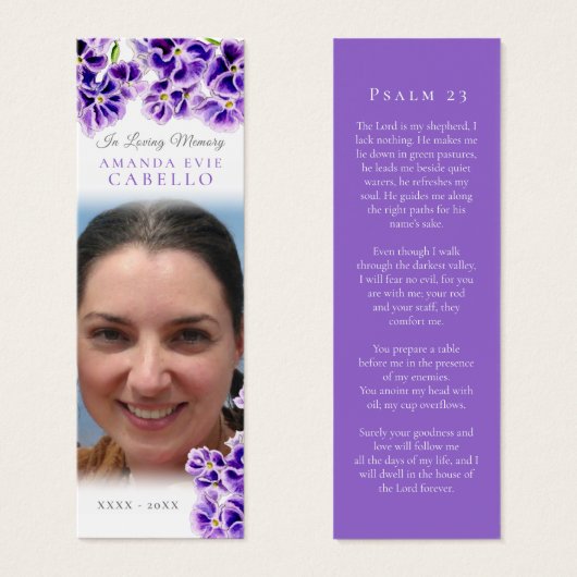 Signet funéraire violet fleur de ciel (Devant & derrière)