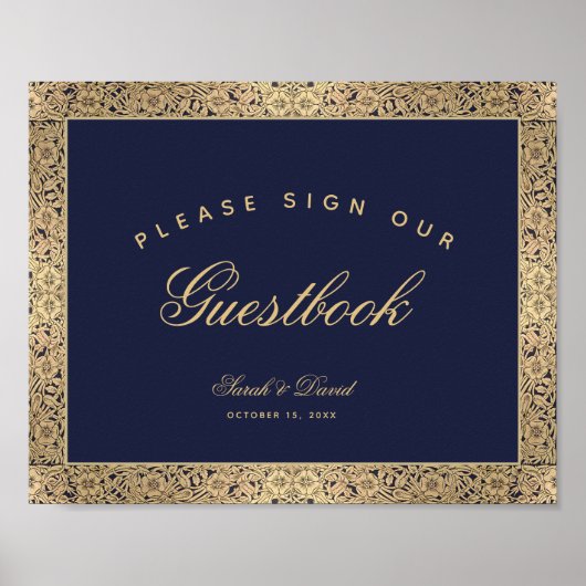 Signet Livre d'or bleu marine Rose Mariage (Devant)