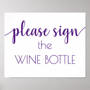 Signez la bouteille de vin Poster de script pour