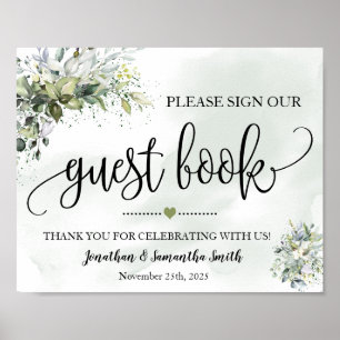 Signez notre livre d'or mariage eucalyptus succule