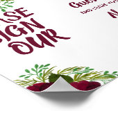 Signez notre livre d'or mariage fleurs rouges feui (Coin)