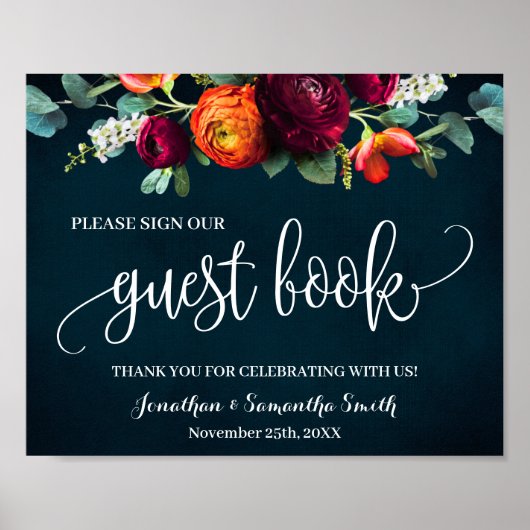 Signez notre livre d'or Mariage Vin Marine (Devant)