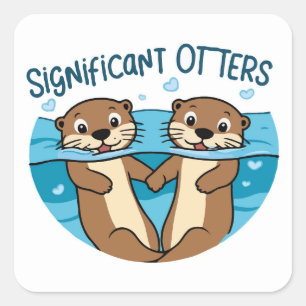 Significante otters - Otters Holding Hands Vierkante Sticker