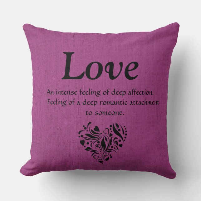 Signification de l'amour Magenta Coussin décoratif (Recto)
