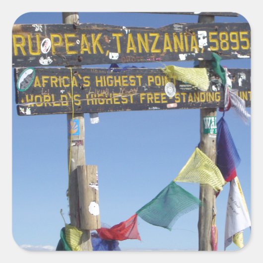 Signpost over de Top van Kilimanjaro kenya Vierkante Sticker (Voorkant)